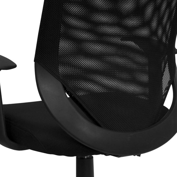 English Elm Norris Ergonomic Mid-Back Black Mesh Task Chair with Lumbar Support & T-Arms for Comfort & Style LF-W-95A-BK-GG