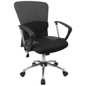 English Elm Mindy Mid-Back Grey Mesh Swivel Task Office Chair - Adjustable Lumbar Support & Ergonomic Comfort LF-W23-GREY-GG