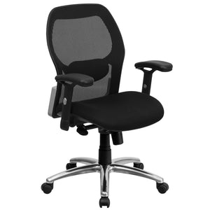 English Elm Albert Mid-Back Executive Swivel Office Chair - Ergonomic Design with Adjustable Lumbar Support & Comfort Black Mesh LF-W42-GG