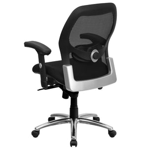 English Elm Albert Mid-Back Executive Swivel Office Chair - Ergonomic Design with Adjustable Lumbar Support & Comfort Black Mesh LF-W42-GG