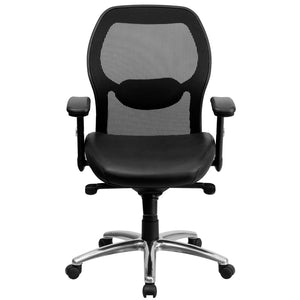 English Elm Albert Mid-Back Executive Swivel Office Chair - Ergonomic Design with Adjustable Lumbar Support & Comfort Black Mesh & LeatherSoft LF-W42-L-GG