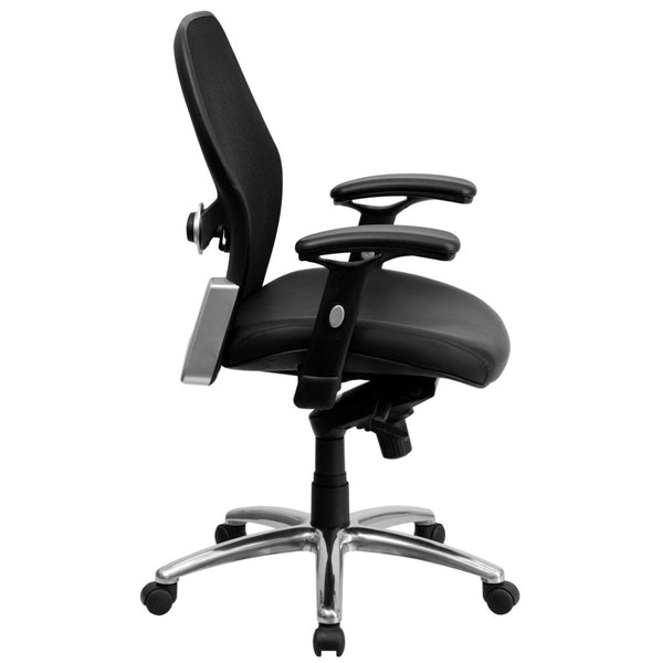English Elm Albert Mid-Back Executive Swivel Office Chair - Ergonomic Design with Adjustable Lumbar Support & Comfort Black Mesh & LeatherSoft LF-W42-L-GG