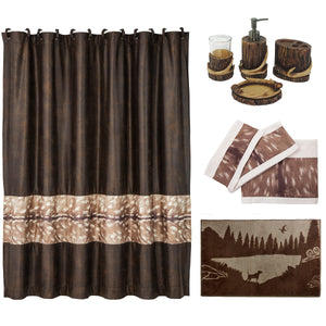 Hiend Accents Axis Lodge Style Bathroom Set - 9-piece Collection For A Rustic, Nature-inspired Retreat Experience Multi Color Shower Curtain, 100% Polyester,Towel Set, 95% Cotton,5% Polyester,Bath Accessory Set, 100% Resin,Bath Rug, 100% Acrylic With Anti,Slip Latex Backing. Lf1732