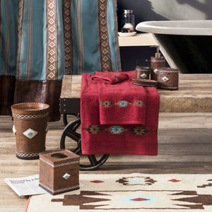 Hiend Accents Aztec Southwestern Bathroom Set - 9-piece Collection For A Vibrant And Cozy Oasis Decor  Materials,  Shower Curtain, 100% Polyester,Towel Set, 95% Cotton,5% Polyester,Bath Accessories, 100% Resin,Bath Rug, 100% Acrylic,Latex Backing. Lf3510