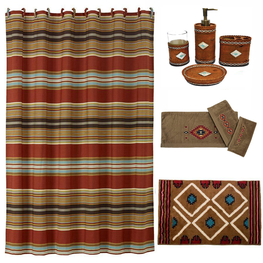 Hiend Accents Socorro Bathroom Lifestyle Set - 9-piece Collection For A Cozy, Rustic-inspired Bathroom Oasis  Materials,  Shower Curtain, 100% Polyester,Towel Set, 100% Cotton Bath Accessories, 100% Resin,Bath Rug, 100% Acrylic,Latex Backing. Lf4060b1