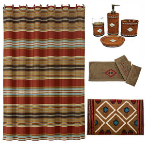 Hiend Accents Socorro Bathroom Lifestyle Set - 9-piece Collection For A Cozy, Rustic-inspired Bathroom Oasis  Materials,  Shower Curtain, 100% Polyester,Towel Set, 100% Cotton Bath Accessories, 100% Resin,Bath Rug, 100% Acrylic,Latex Backing. Lf4060b1