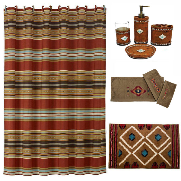 Hiend Accents Socorro Bathroom Lifestyle Set - 9-piece Collection For A Cozy, Rustic-inspired Bathroom Oasis  Materials,  Shower Curtain, 100% Polyester,Towel Set, 100% Cotton Bath Accessories, 100% Resin,Bath Rug, 100% Acrylic,Latex Backing. Lf4060b1