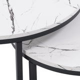 CorLiving Fort Worth Nesting Coffee Table in White Marble Effect Finish White LFF-282-C