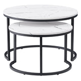 CorLiving Fort Worth Nesting Coffee Table in White Marble Effect Finish White LFF-282-C