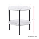 CorLiving Ayla Marbled Effect Two Tiered End Table White LFF-295-E
