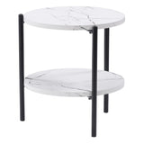 CorLiving Ayla Marbled Effect Two Tiered End Table White LFF-295-E