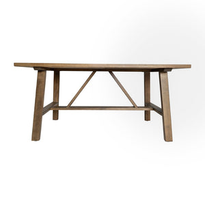 English Elm Eli Solid Wood Farmhouse Coffee Table - Durable Trestle Design for Charming Living Room Centerpiece Rustic Brown LFS-2013-RSTBRN-GG