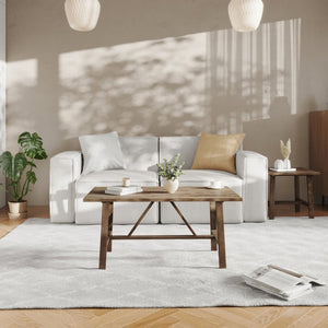 English Elm Eli Solid Wood Farmhouse Coffee Table - Durable Trestle Design for Charming Living Room Centerpiece Rustic Brown LFS-2013-RSTBRN-GG