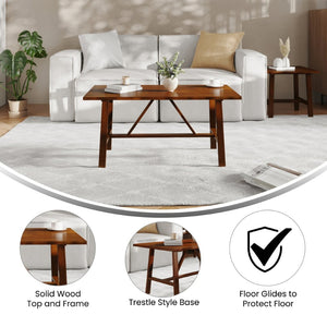 English Elm Eli Solid Wood Farmhouse Coffee Table - Durable Trestle Design for Charming Living Room Centerpiece Walnut LFS-2013-WAL-GG