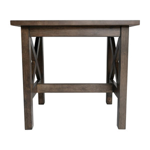 English Elm Jasper Farmhouse Style Solid Wood End Table with X-Frame Design for Timeless Living Room Appeal Dark Gray LFS-4002-DKGRY-GG