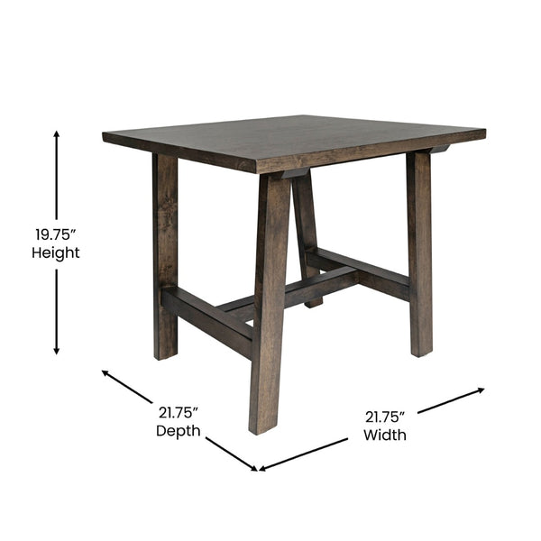 English Elm Eli Solid Wood Farmhouse End Table - Stylish Trestle Design for Compact Spaces & Versatile Use Dark Gray LFS-4005-DKGRY-GG