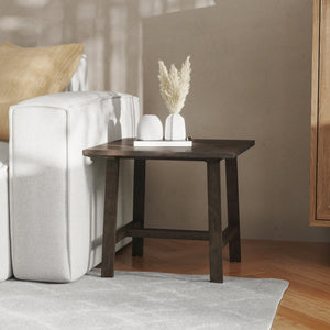 English Elm Eli Solid Wood Farmhouse End Table - Stylish Trestle Design for Compact Spaces & Versatile Use Dark Gray LFS-4005-DKGRY-GG