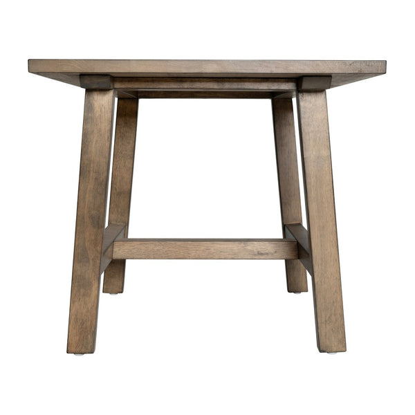 English Elm Eli Solid Wood Farmhouse End Table - Stylish Trestle Design for Compact Spaces & Versatile Use Rustic Brown LFS-4005-RSTBRN-GG