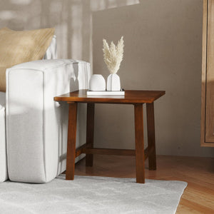 English Elm Eli Solid Wood Farmhouse End Table - Stylish Trestle Design for Compact Spaces & Versatile Use Walnut LFS-4005-WAL-GG