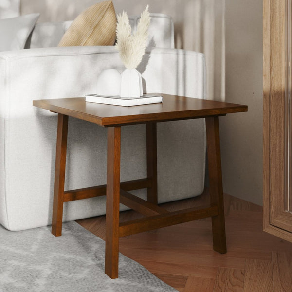 English Elm Eli Solid Wood Farmhouse End Table - Stylish Trestle Design for Compact Spaces & Versatile Use Walnut LFS-4005-WAL-GG