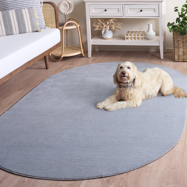 Safavieh Loft Oval Polyester Area Rug Solid Tonal Washable Pile for Bedroom or Living Room Light Blue 5'-0" x 8'-0" LFT315L-5OV