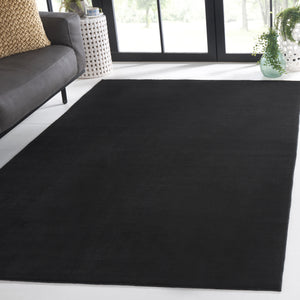 Safavieh Loft Elegant Area Rug – Modern Solid Design, Durable Polyester, Washable, Slip-resistant Backing Black Polyester Lft315z-213