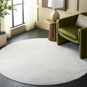 Safavieh Loft Ivory Round Rug — Low‑Pile, Stain‑Resistant Polyester For Modern Rooms, Soft Neutral Anchor 6'-0" x 6'-0" LFT601A-6R