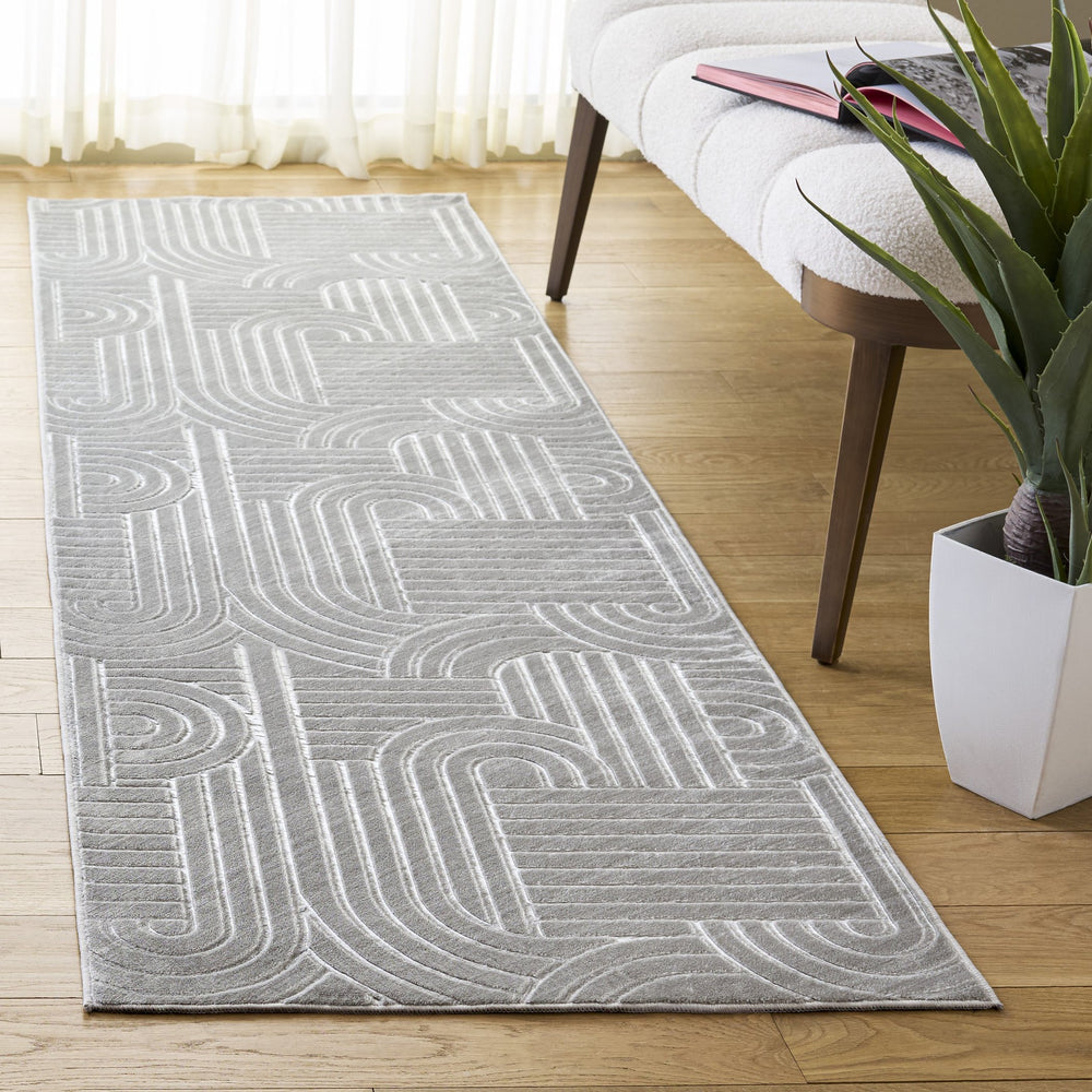Safavieh Loft Greige Runner Rug For Hallways And Entryways — Low-Profile, Power-Loomed Polyester, Durable Modern Finish 2'-3" x 8'-0" LFT601F-28