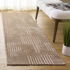 Safavieh Loft Light Brown Runner Rug For Hallways — Low‑Profile Power‑Loomed Polyester, Durable & Soft Underfoot 2'-3" x 8'-0" LFT601T-28