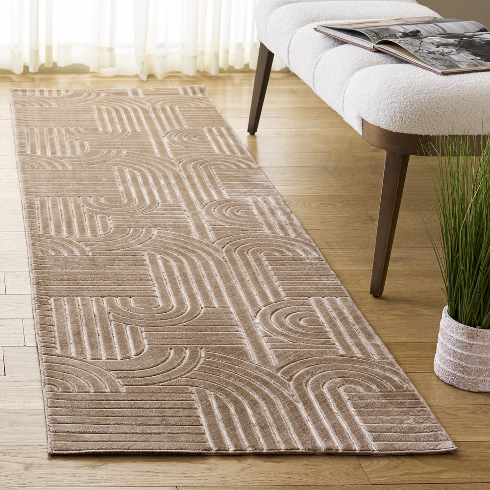 Safavieh Loft Light Brown Area Rug — Low‑Pile Polyester Power‑Loomed Accent Rug For Living Rooms & Bedrooms 6'-0" x 9'-0" LFT601T-6