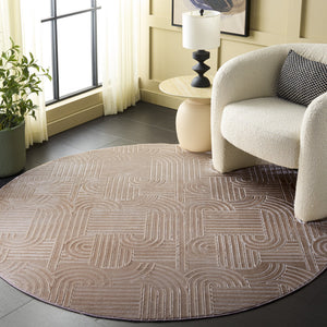 Safavieh Loft Modern Light Brown Area Rug — Low-Profile, Power-Loomed Polyester With Subtle Geometric Texture 6'-0" x 6'-0" LFT601T-6SQ