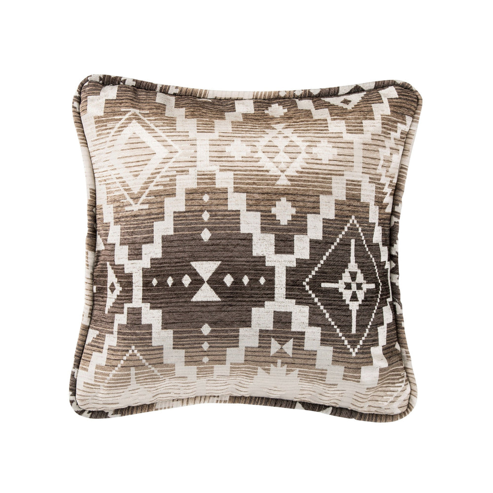 Hiend Accents Chalet Aztec Square Throw Pillow - Enhance Your Space With Rustic Charm And Bold Southwestern Style White,Brown 100% Polyester,Fill, 100% Waterfowl Feathers Lg1779p3