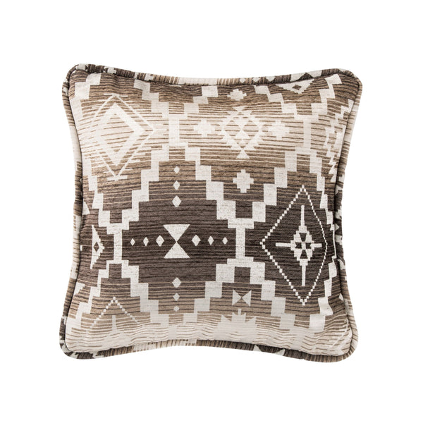 Hiend Accents Chalet Aztec Square Throw Pillow - Enhance Your Space With Rustic Charm And Bold Southwestern Style White,Brown 100% Polyester,Fill, 100% Waterfowl Feathers Lg1779p3
