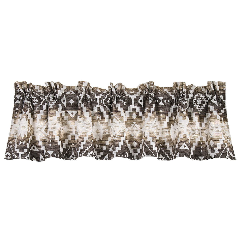 Hiend Accents Chalet Aztec Kitchen Valance - Rustic Charm With Geometric Patterns For A Cozy Lodge-inspired Look White,Brown 100% Polyester Lg1779vl