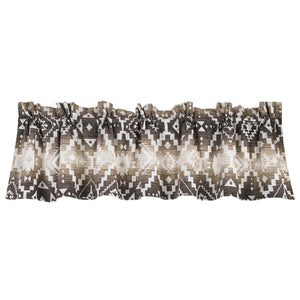 Hiend Accents Chalet Aztec Kitchen Valance - Rustic Charm With Geometric Patterns For A Cozy Lodge-inspired Look White,Brown 100% Polyester Lg1779vl