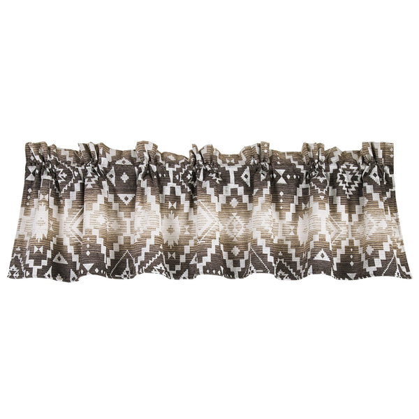 Hiend Accents Chalet Aztec Kitchen Valance - Rustic Charm With Geometric Patterns For A Cozy Lodge-inspired Look White,Brown 100% Polyester Lg1779vl