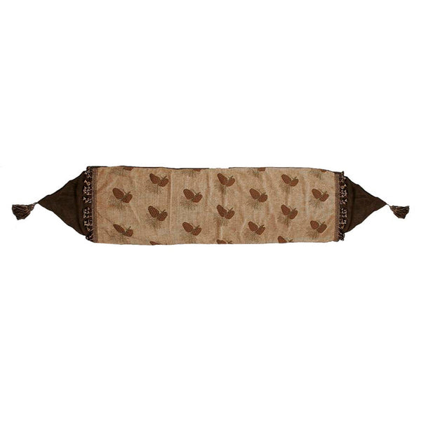 Hiend Accents Pine Cone Table Runner - Luxurious Chenille With Faux Suede Trims For Rustic Dining Elegance Tan,Brown 100% Polyester Lg1800r
