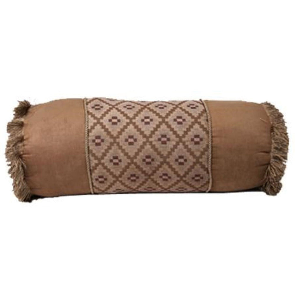 Hiend Accents Diamond Chenille Neckroll - Luxurious Geometric Design With Elegant Fringe For Stylish Home Decor Brown,Tan Shell, 100% Polyester. Filling, 100% Polyester Lg1810p7b