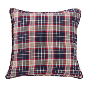 Hiend Accents Blue Plaid Euro Sham - Elevate Home Decor With Rustic Charm, Durable Fabric, And Hidden Zipper Closure Blue,Red 65% Cotton ,35% Polyester Lg1819e2