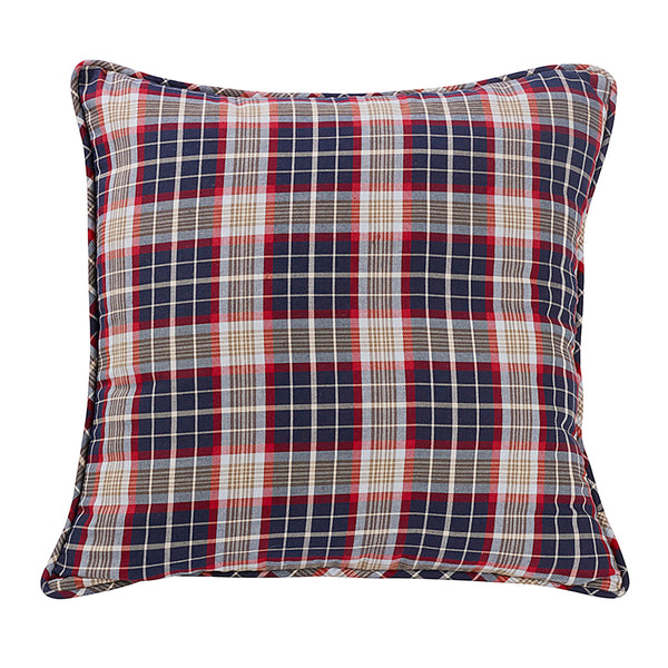 Hiend Accents Blue Plaid Euro Sham - Elevate Home Decor With Rustic Charm, Durable Fabric, And Hidden Zipper Closure Blue,Red 65% Cotton ,35% Polyester Lg1819e2