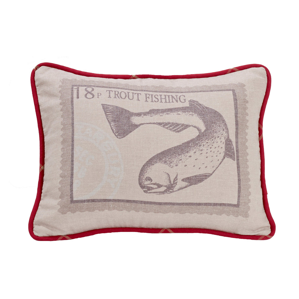 Hiend Accents Printed Trout Pillow – Rustic Lakeside Decor With Charming Fishing Theme And Elegant Piped Trim Tan 100% Polyester Lg1819p3