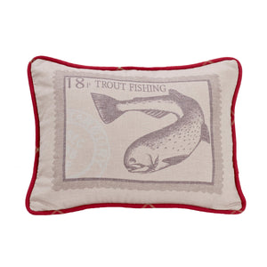 Hiend Accents Printed Trout Pillow – Rustic Lakeside Decor With Charming Fishing Theme And Elegant Piped Trim Tan 100% Polyester Lg1819p3