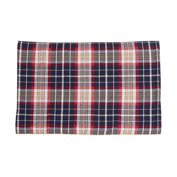 Hiend Accents South Haven Plaid Rope Detailed Placemat Set - 4 Chic Pieces For Elegant Dining & Everyday Use Blue,Red 50% Cotton,50% Polyester Lg1819pm