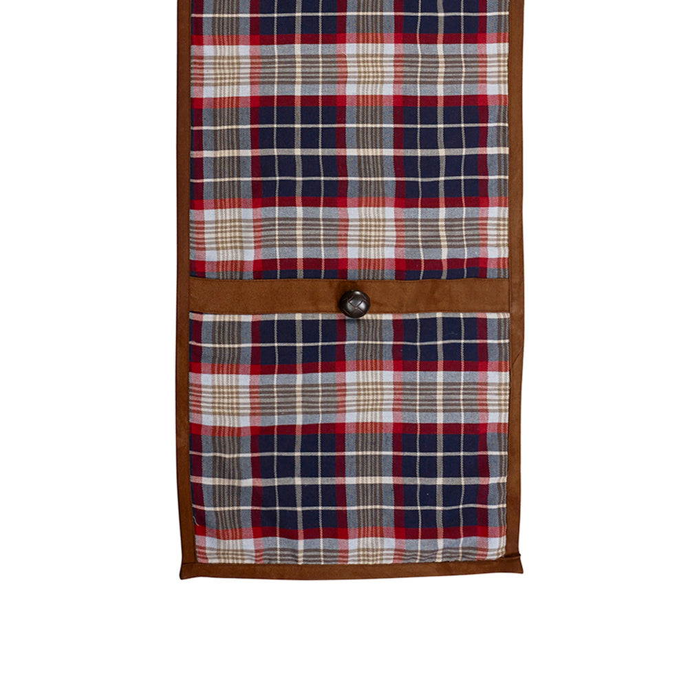 Hiend Accents South Haven Plaid Suede Runner - Elegant Table Accent For Dining, Buffets, And Decor Enhancements Blue,Red 35% Cotton,65% Polyester Lg1819r