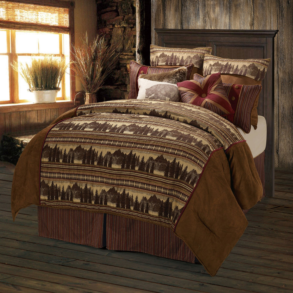 Hiend Accents Briarfield 4-piece Comforter Set: Cozy Western Lodge Aesthetic For A Stylish Bedroom Retreat Multi Comforter, Face, 100% Polyester. Back, 100% Cotton,Bed Skirt, 100% Polyester,Standard Sham(S), 90% Polyester,10% Wool(2pc) Lg1821-fl-oc