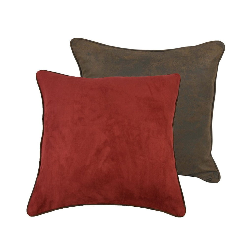 Hiend Accents Sierra Reversible Euro Sham: Rustic Elegance In Faux Suede And Leather For Cozy Bedding Style Red,Black 100% Polyester Lg1830es