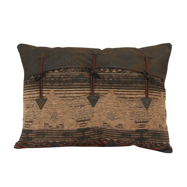 Hiend Accents Sierra Decorative Buttoned Lumbar Pillow - Rustic Elegance With Aztec Patterns And Cozy Comfort Brown,Tan Shell, 100% Polyester,Fill, 100% Waterfowl Feathers Lg1830p1