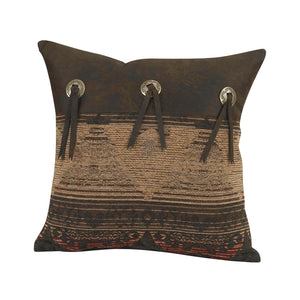 Hiend Accents Sierra Concho Square Throw Pillow - Rustic Western Charm With Aztec Patterns For Stylish Decor Brown,Tan Shell, 100% Polyester,Fill, 100% Waterfowl Feathers Lg1830p2