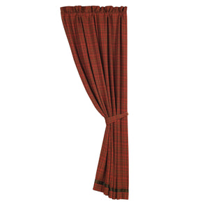 Hiend Accents Cascade Lodge Plaid Curtain – Rustic Charm With Faux Leather Trim For Cozy Home Decor Style Red 95% Cotton,5 % Polyester Lg1845c