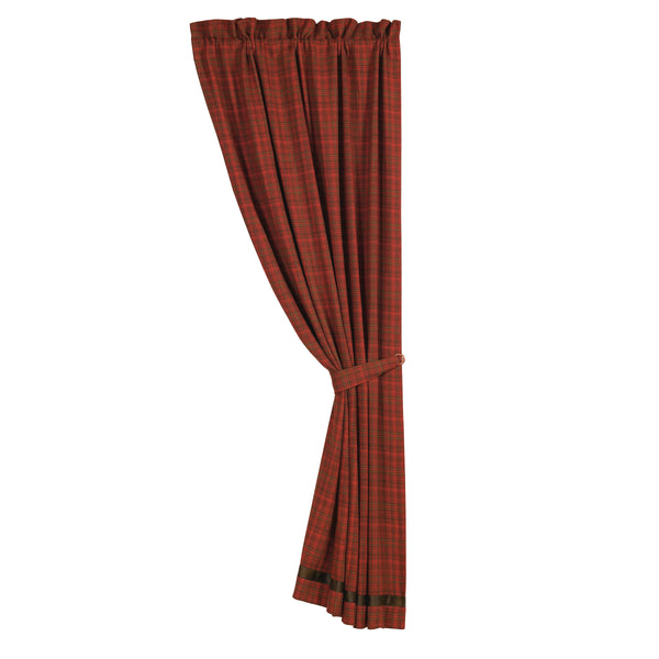 Hiend Accents Cascade Lodge Plaid Curtain – Rustic Charm With Faux Leather Trim For Cozy Home Decor Style Red 95% Cotton,5 % Polyester Lg1845c